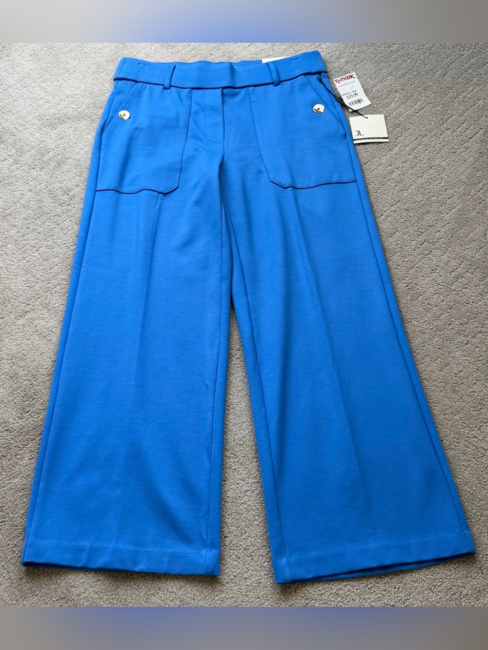 NWT Jules & Leopold Cobalt Blue Pull-on Stretch Wide Leg Crop sz Medium